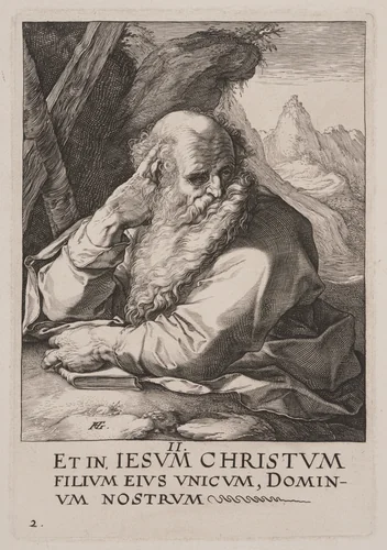 St Andrew, from Christ, the Apostles and St Paul with the Creed by Hendrick Goltzius, print, 1589