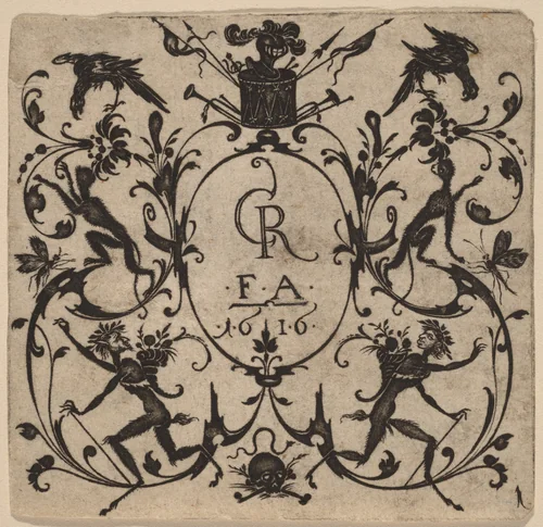 Ornament with Grotesque by Master CR, print, 1616