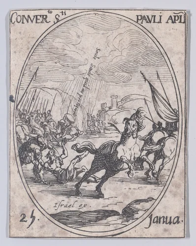 La Conversion de S. Paul (The Conversion of St. Paul), January 25th, from "Les Images De Tous Les Saincts et Saintes de L'Année" (Images of All of the Saints and Feast Days of the Year) by Jacques Callot, print, 1636