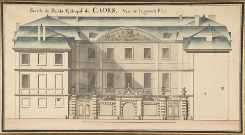 Elevation for the Episcopal Palace at Cahors, France by anonymous, drawing, 1740-1760