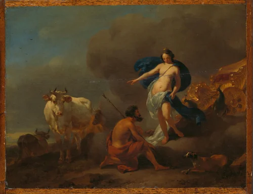 Juno Commanding Argus to Keep Watch on Io by Nicolaes Pietersz Berchem, painting, 1655-1683