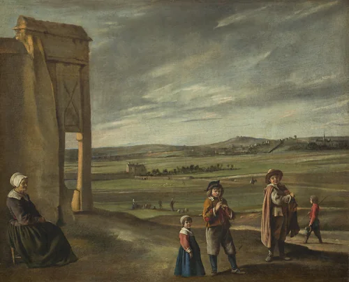 Landscape with Peasants by Louis Le Nain, painting, 1640