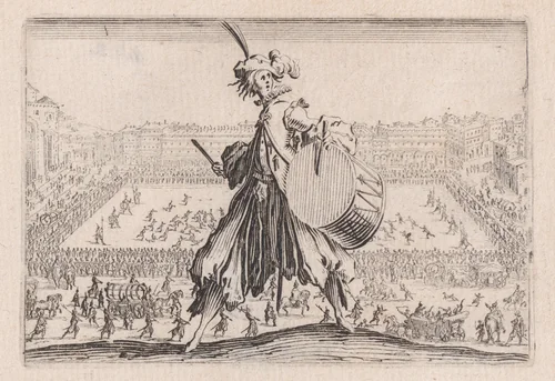 Le Jeu de Paume sur la Place Sainte-Croix, a Florence (The Tennis Game on the Piazza Santa Croce in Florence), from "Les Caprices" Series B, The Nancy Set by Jacques Callot, print, 1617-1620