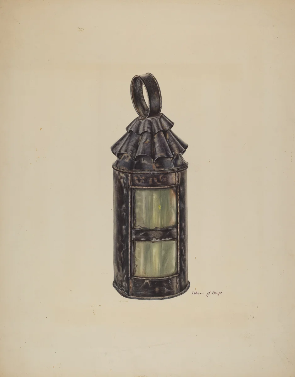 Horn Lantern by Dolores A. Haupt, index of american design, 1939