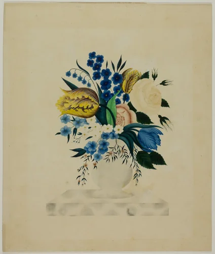 Flowers in a Marble Vase by Unknown Artist, painting, 1800-1899