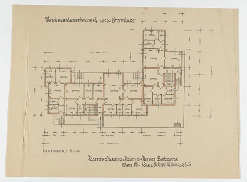 Weissenhof Apartment House, "The Dwelling" Exhibition, Stuttgart, Germany (Ground floor plan) by Peter Behrens, mies van der rohe archive, 1926