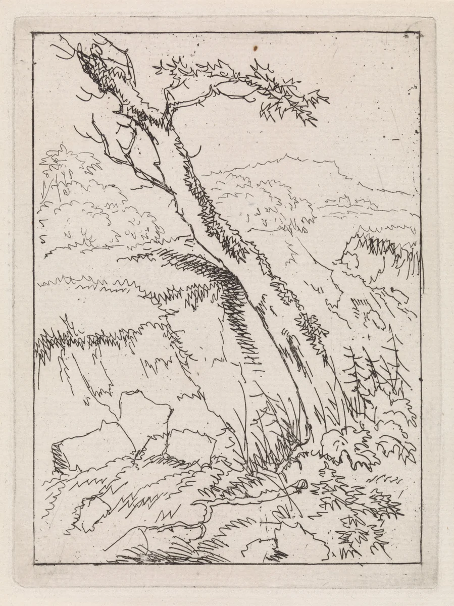 Landschap met een boom by Gerard van Nijmegen, print, 1745-1808
