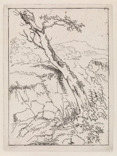 Landschap met een boom by Gerard van Nijmegen, print, 1745-1808