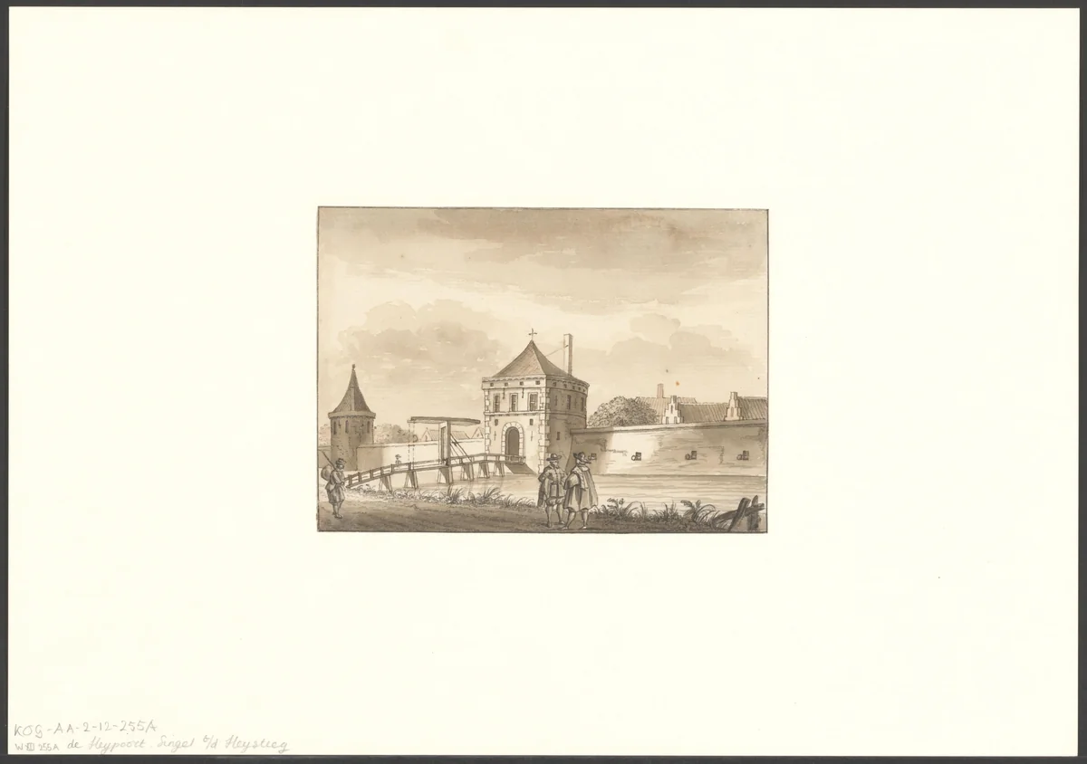Gezicht op het Singel gezien naar de Heypoort by anonymous, drawing, 1700-1799