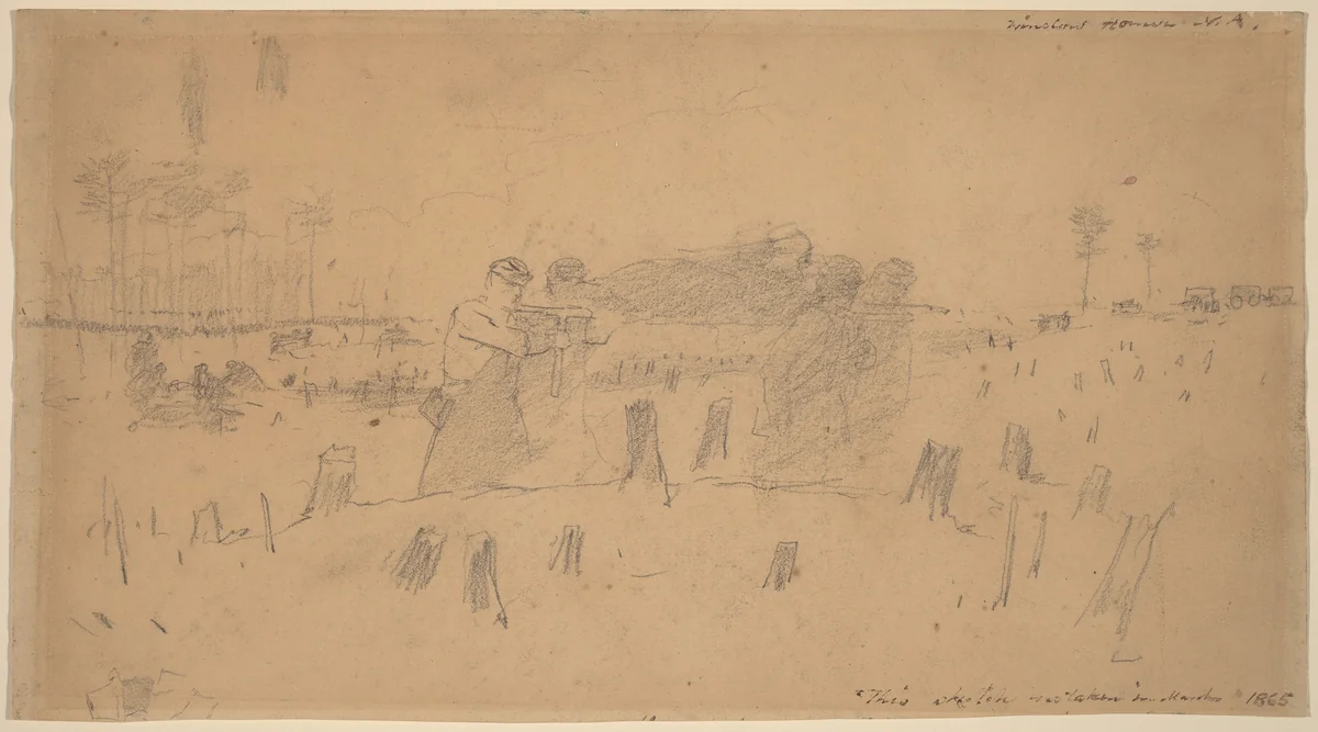 Carrying the Wounded by Winslow Homer, drawing, 1865