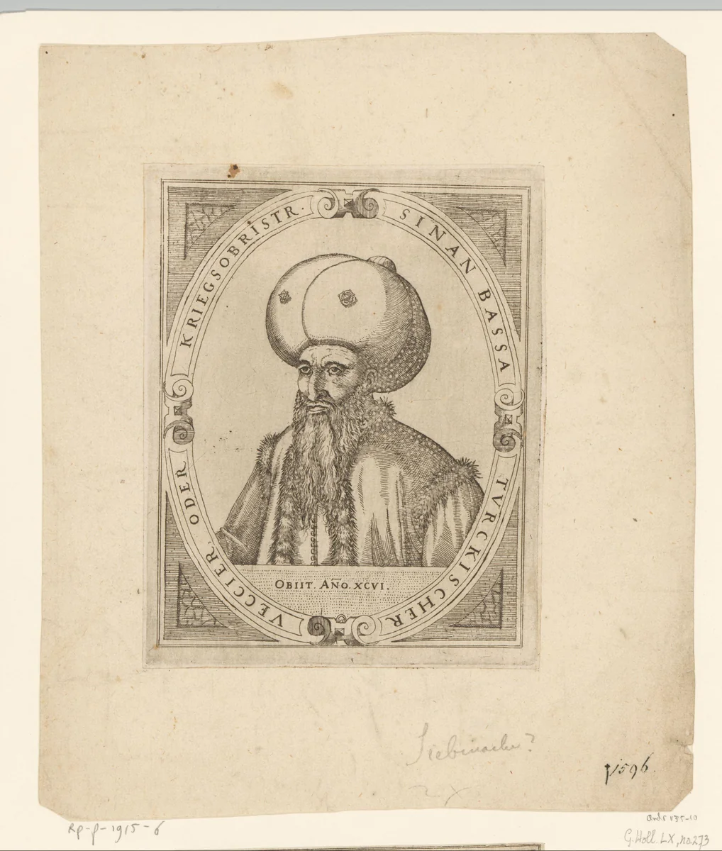 Portret van Pasha Sinan by Hans Sibmacher, print, 1590-1611