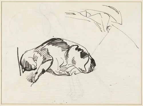 Liggende poes Flip by Rik Wouters, drawing, 1915