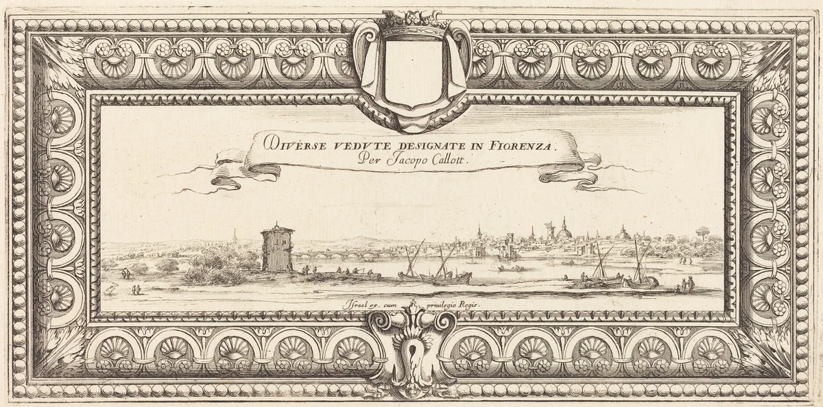 Title Page for Callot's "Various Italian Landscapes" by François Collignon, print, 1630