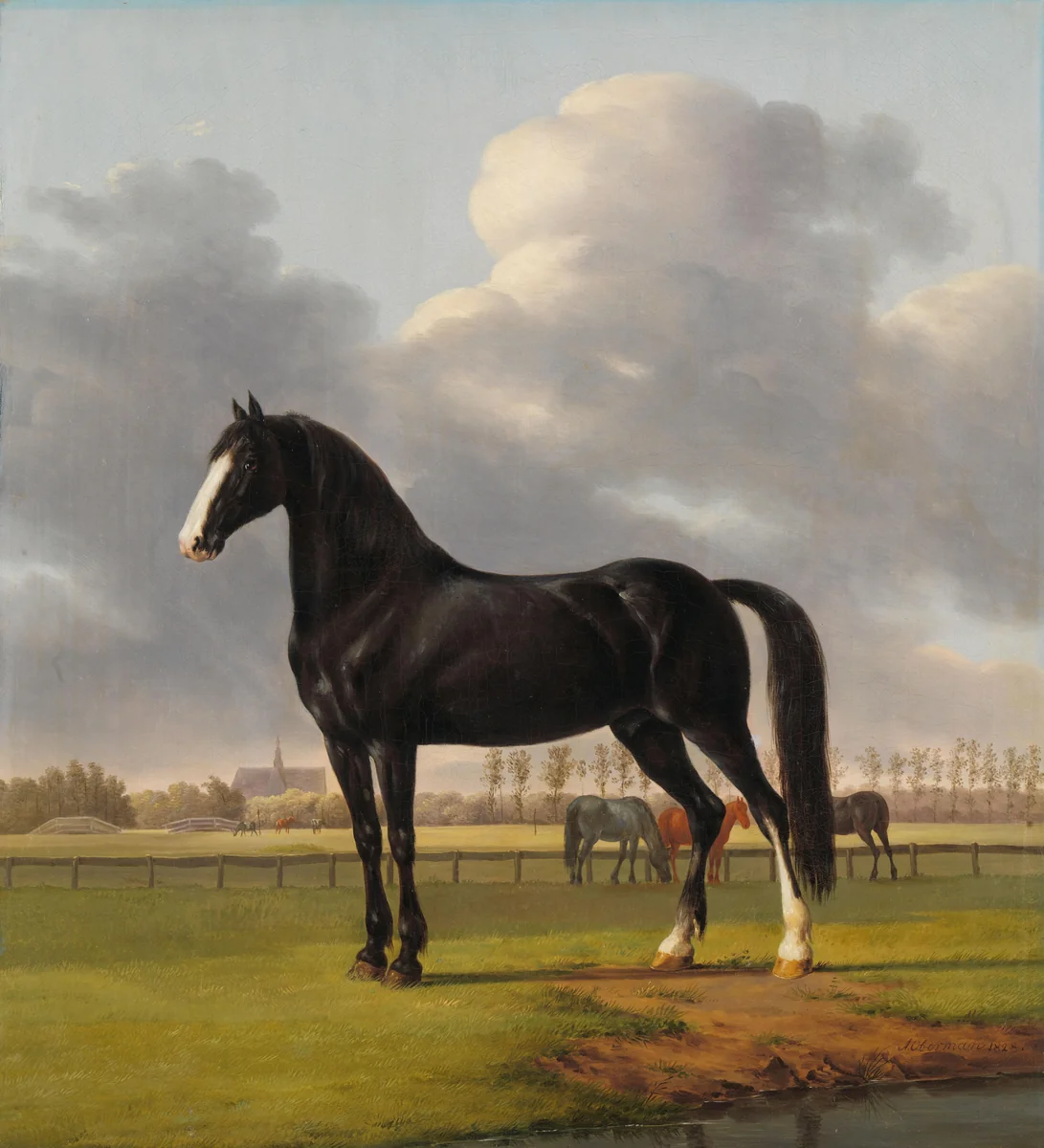 Adriaan van der Hoop’s Trotter ‘De Vlugge’ (The Fast One) in a Meadow by Anthony Oberman, painting, 1828