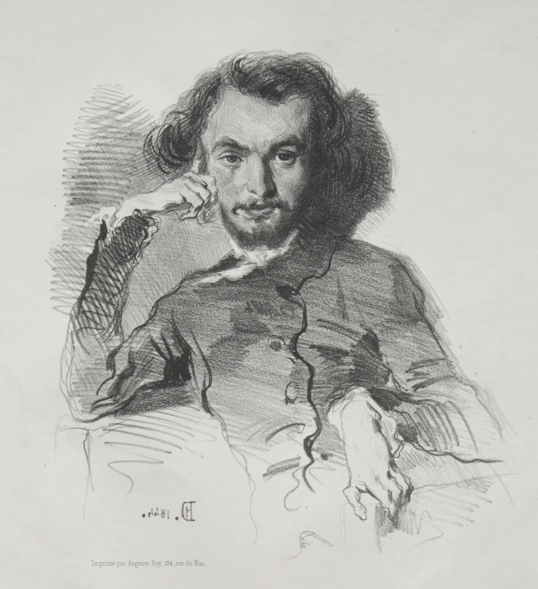 Charles Pierre Baudelaire by Émile Isidore Deroy, print, 1844