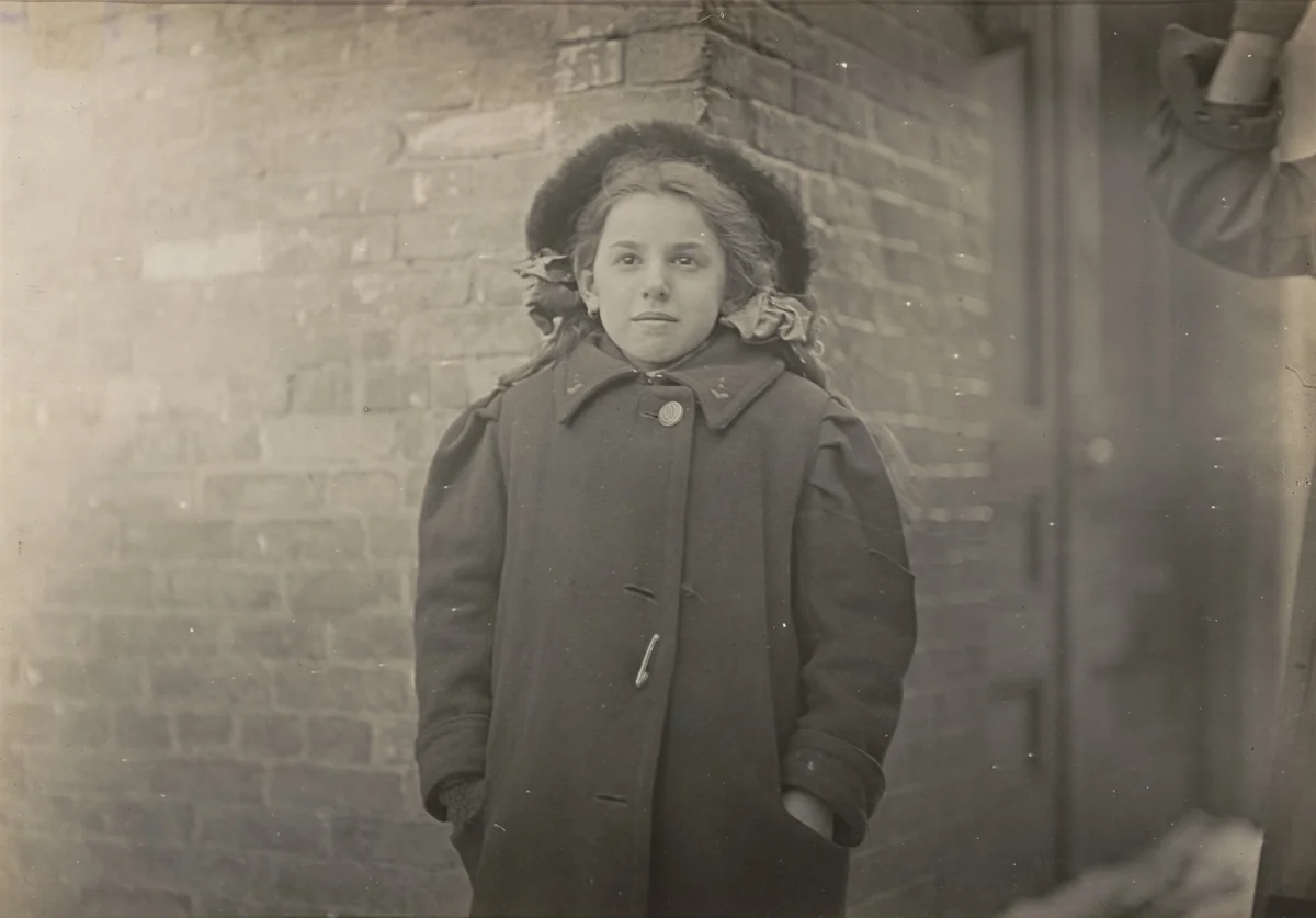 Mery Horn, a hunchback condition aggravated by the heavy load of papers she carried. Hartford, Connecticut, March 1909 by Lewis Wickes Hine, photograph, 1909