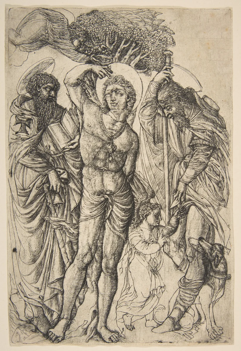 Saints Sebastian, Anthony and Roch by Jean Duvet, print, 1480-1561