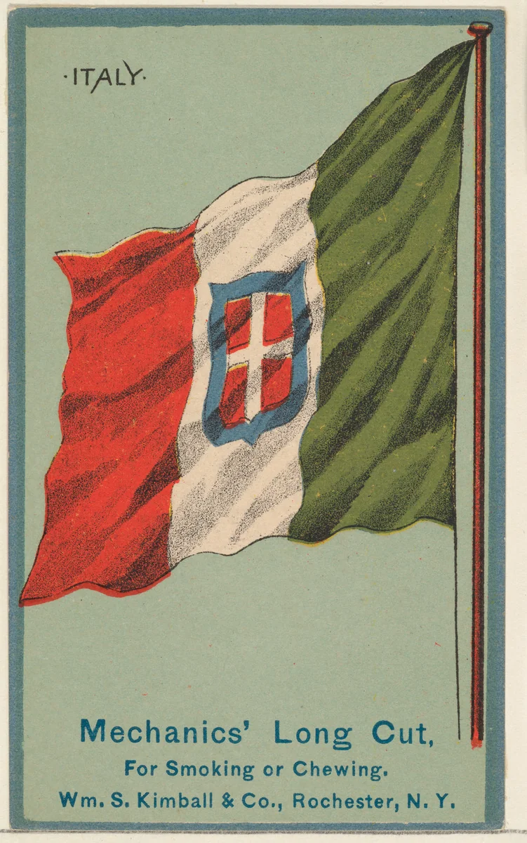 Italy, from the National Flags series (N195) issued by Wm. S. Kimball & Co. by William S. Kimball & Company, print, 1891
