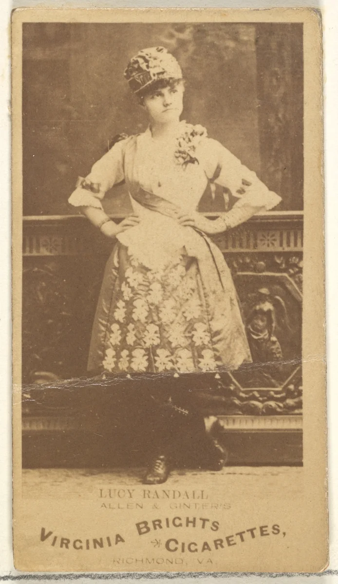 Lucy Randall, from the Actors and Actresses series (N45, Type 1) for Virginia Brights Cigarettes by Allen & Ginter, photograph, 1885-1891