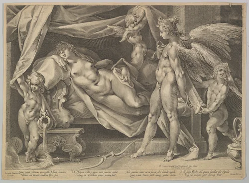 Cupid and Psyche by Jan Muller, print, 1595-1605