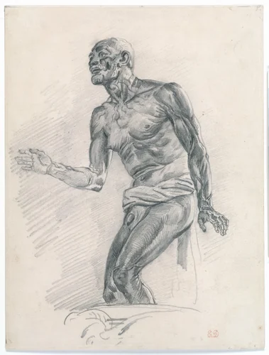 Study of a Male Nude Study for "The Death of Seneca" by Eugène Delacroix, drawing, 1838-1840