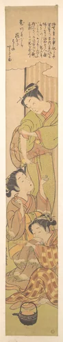 Three Girls Drinking Sake by Isoda Koryūsai, print, 1760-1780