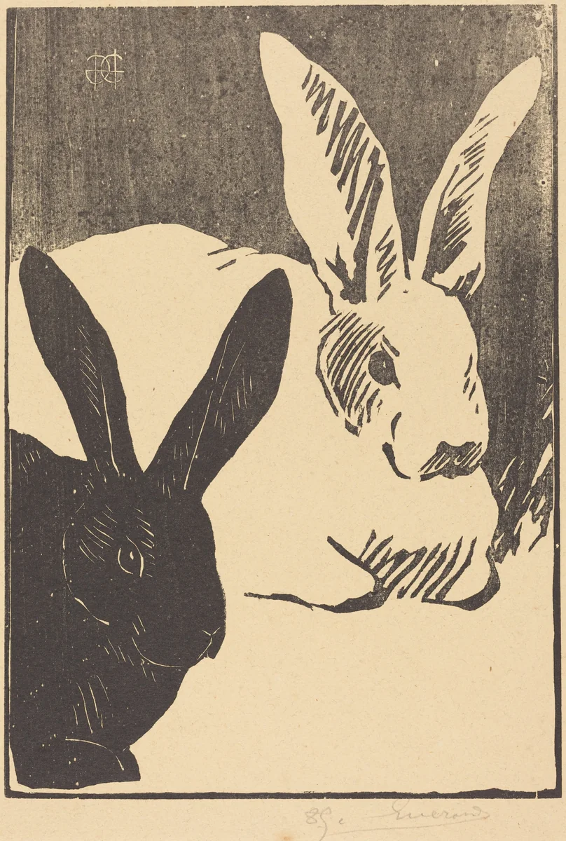 Rabbits (Les Lapins) by Henri-Charles Guérard, print, 1893