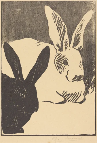 Rabbits (Les Lapins) by Henri-Charles Guérard, print, 1893