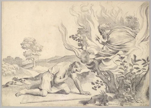 Moses Before the Burning Bush by Claude Mellan, print, 1663