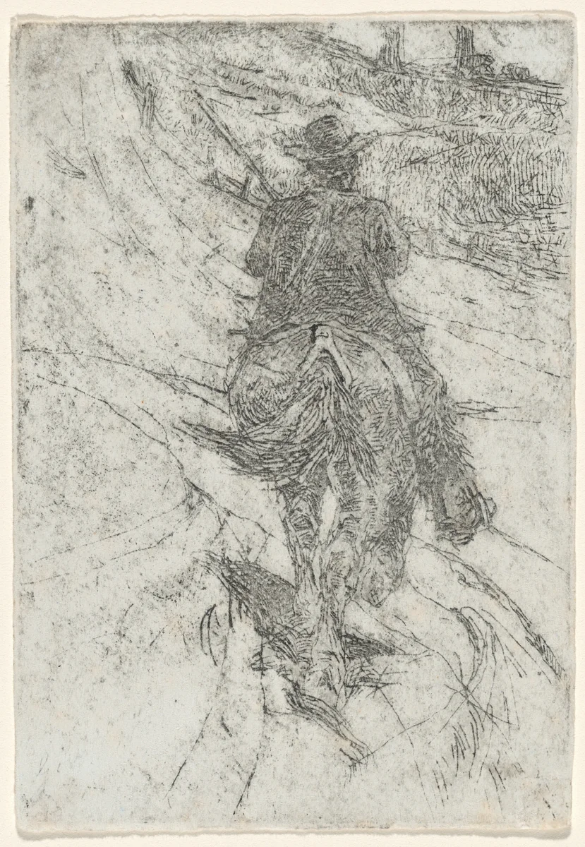 Herdsman on Horseback (Buttero a cavallo) by Giovanni Fattori, print, 1885