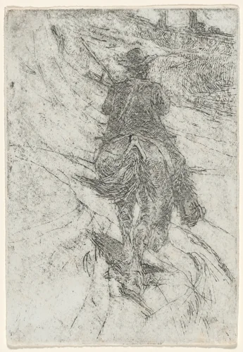 Herdsman on Horseback (Buttero a cavallo) by Giovanni Fattori, print, 1885