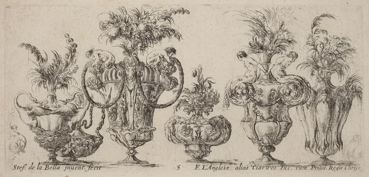 Fantastic Vases by Stefano della Bella, print, 1646