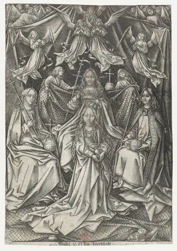 De kroning van Maria by Unknown, print, 1455-1503