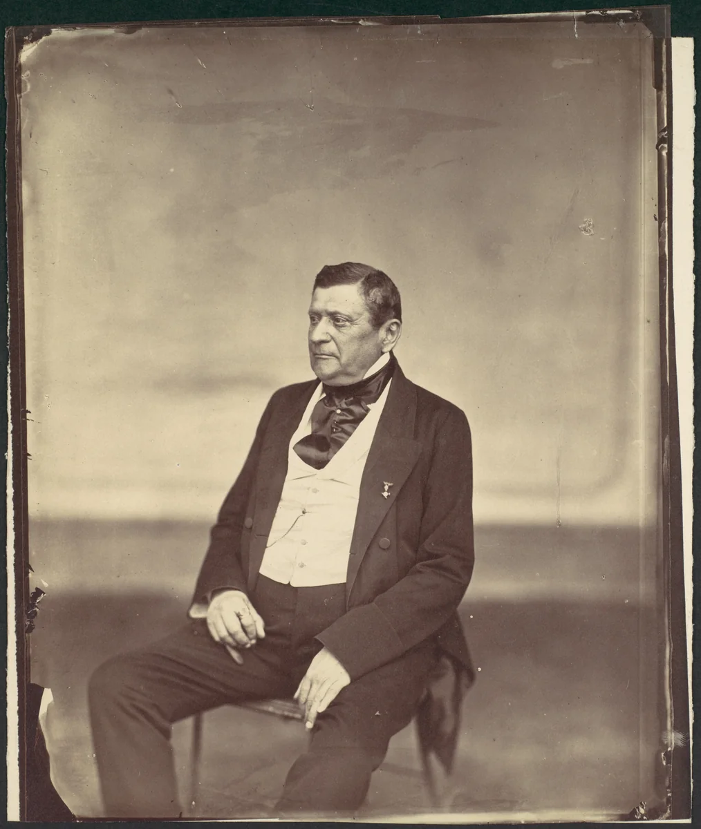 [Seated Man in White Vest and Dark Coat] by Franz Antoine, photograph, 1850-1869