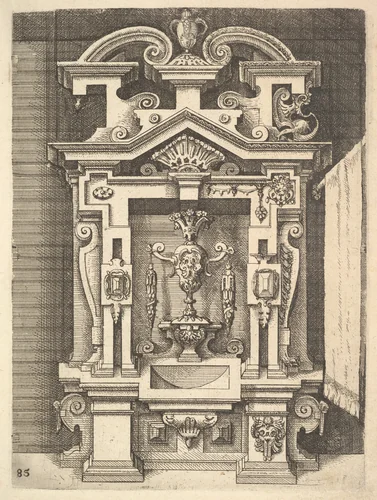 Design for a Lavabo, plate 85 from "Architettura" by Wendel Dietterlin, print, 1598