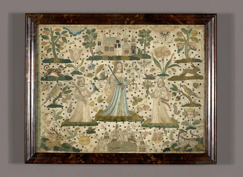 Picture Depicting Peace, Justice, and Plenty (Needlework) by England, textile, 1601-1700