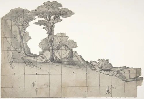 Design for a Stage Set at the Opéra, Paris by Eugène Cicéri, drawing, 1830-1890