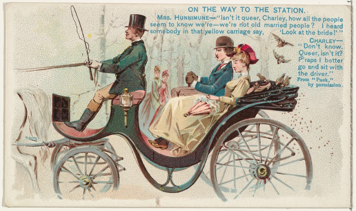 On the Way to the Station, from the Snapshots from "Puck" series (N128) issued by Duke Sons & Co. to promote Honest Long Cut Tobacco by W. Duke, Sons & Co., print, 1888