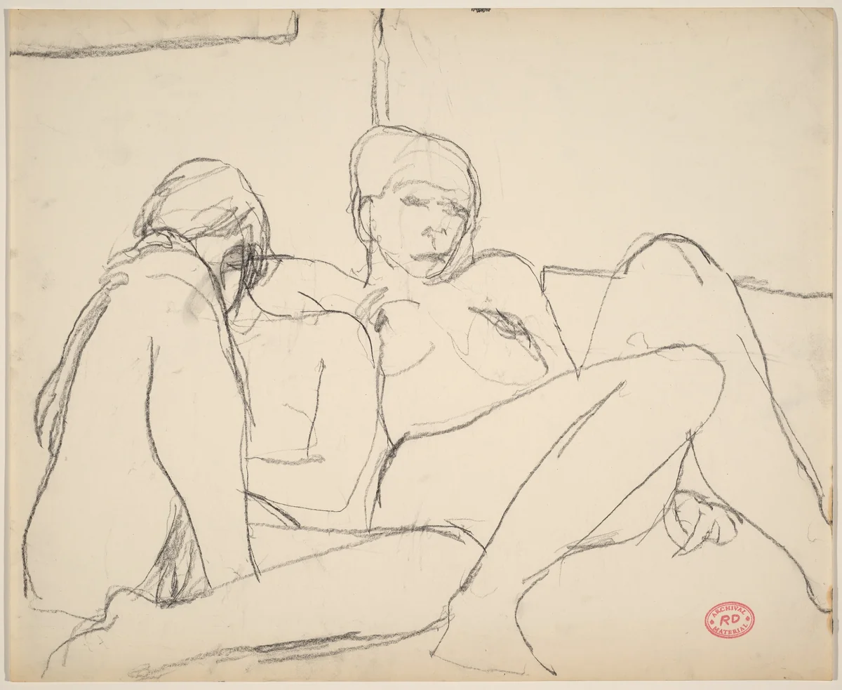 Untitled [two reclining female models] by Richard Diebenkorn, drawing, 1955-1967