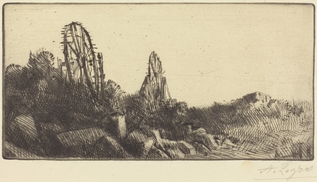 The Old Race-grounds at Montrouge (Les vielles carriers de Montrouge) by Alphonse Legros, print, 1837-1911
