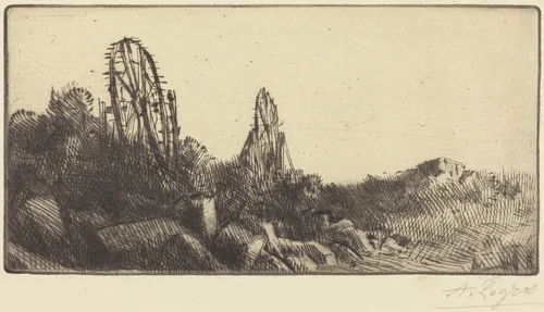 The Old Race-grounds at Montrouge (Les vielles carriers de Montrouge) by Alphonse Legros, print, 1837-1911
