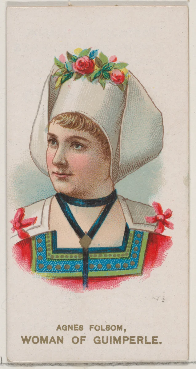 Agnes Folsom as a Woman of Guimperle, from the set Actors and Actresses, Second Series (N71) for Duke brand cigarettes by W. Duke, Sons & Co., print, 1888-1890