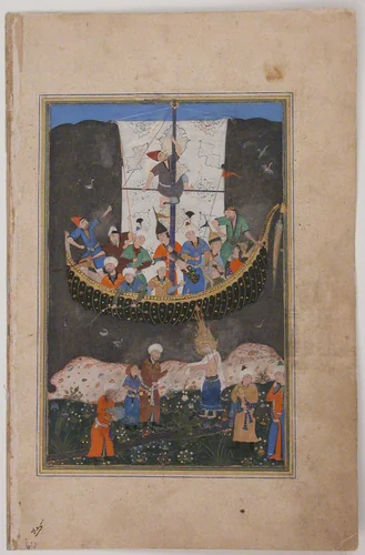 "Yusuf Arriving in Egypt and Leaving the Ship in the Nile", Folio of a Yusuf and Zulaykha of Jami by Maulana Nur al-Din `Abd al-Rahman Jami, manuscript, 1498-1549