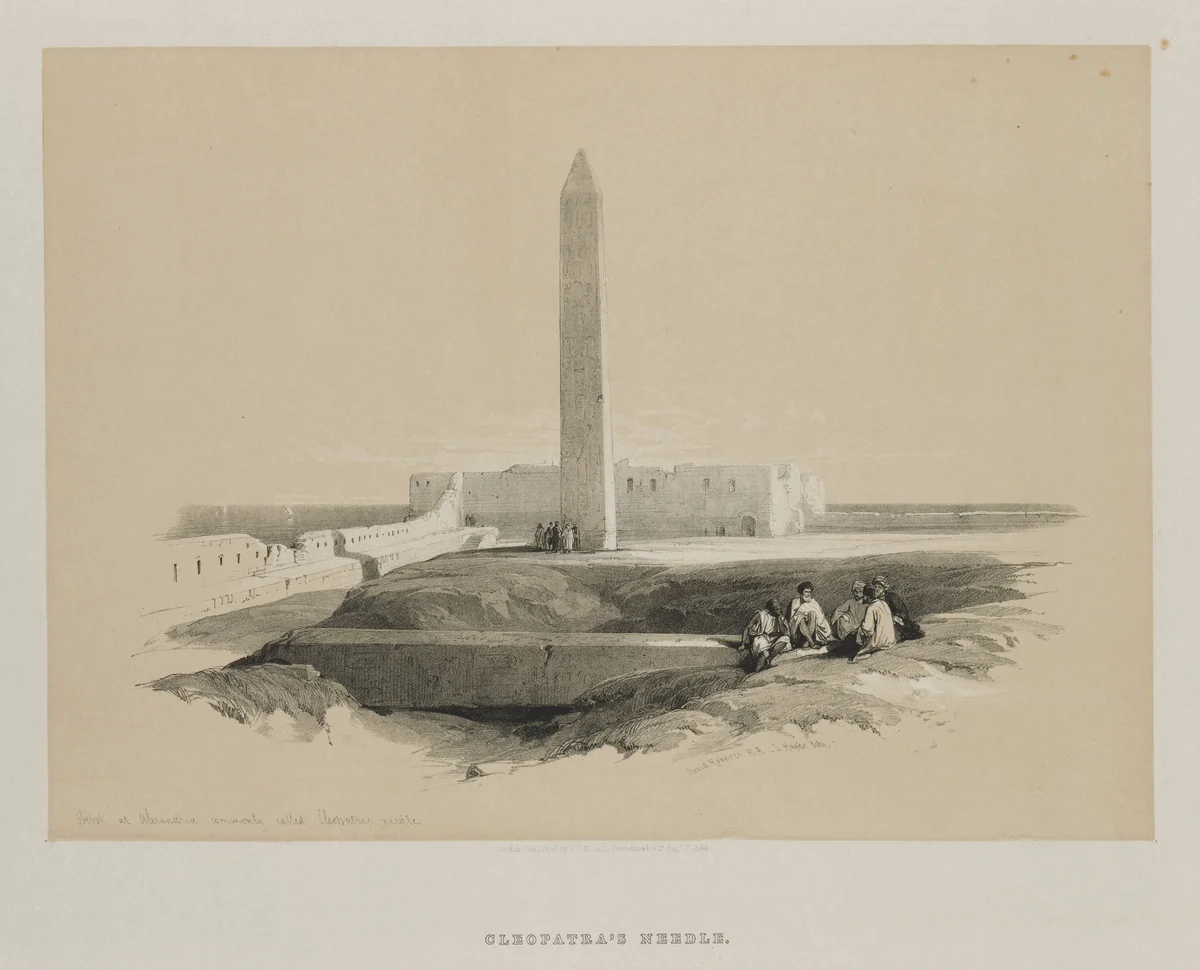 Egypt and Nubia, Volume I: Obelisk at Alexandria, Commonly called Cleopatra's Needle by Louis Haghe, print, 1846