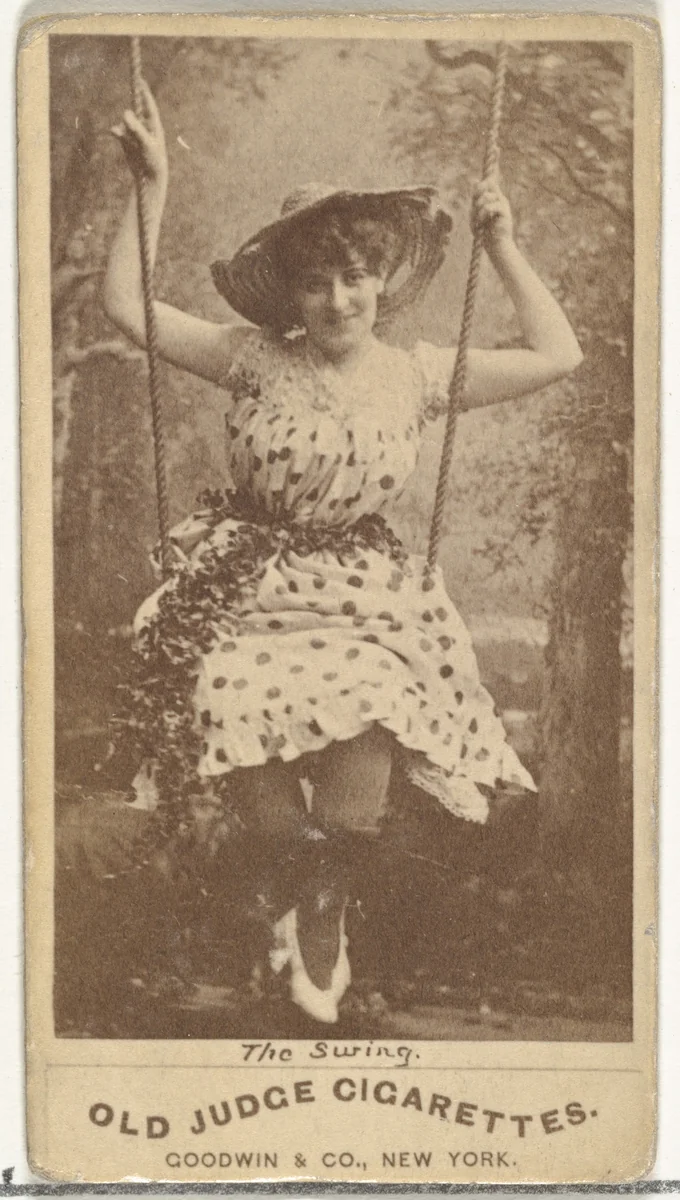 The Swing, from the Actors and Actresses series (N171) for Old Judge Cigarettes by Goodwin & Company, photograph, 1886-1890