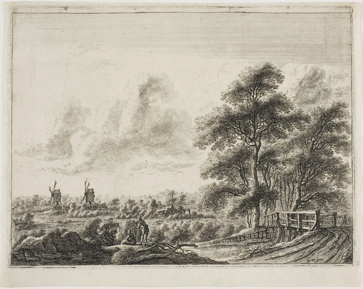 Landscape with Little Bridge by Gillis Neyts, print, 1643-1687
