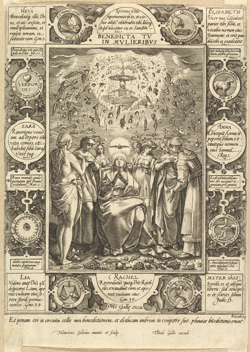 Benedicta tu in Mulieribus, from "Christian and Profane Allegories" by Hendrick Goltzius, print, 1560-1617