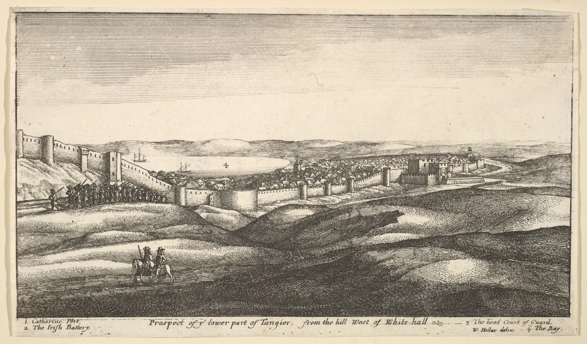 Prospect of ye lower part of Tangier, from the hill West of White-hall, from "Views of Tangier" by Wenceslaus Hollar, print, 1669-1673
