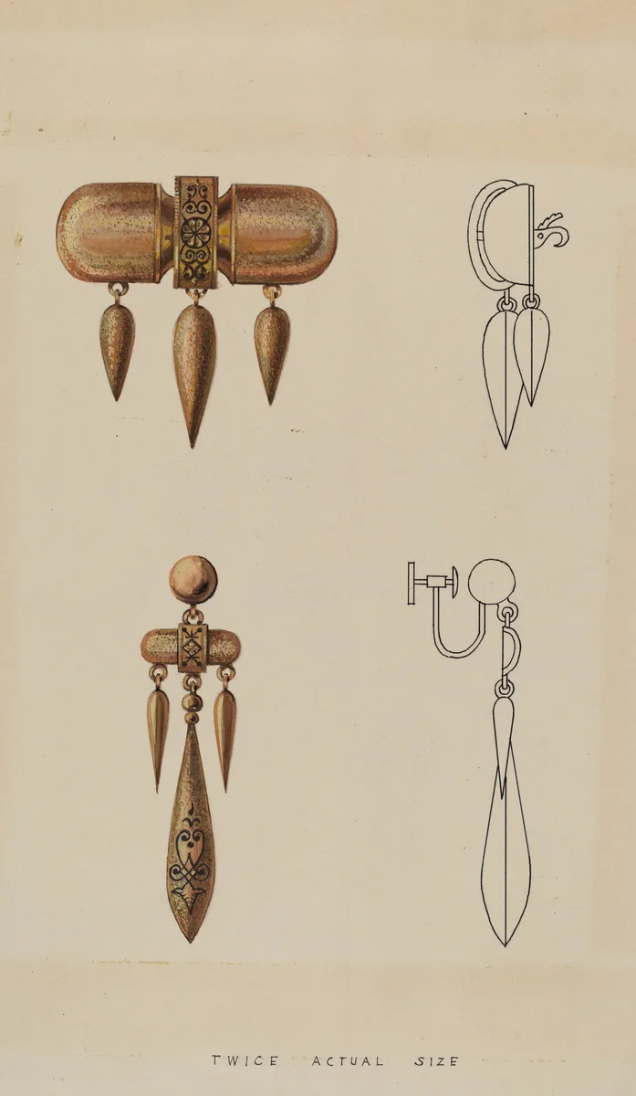 Brooch and Earrings by Kurt Melzer, index of american design, 1936