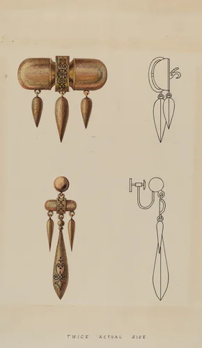 Brooch and Earrings by Kurt Melzer, index of american design, 1936